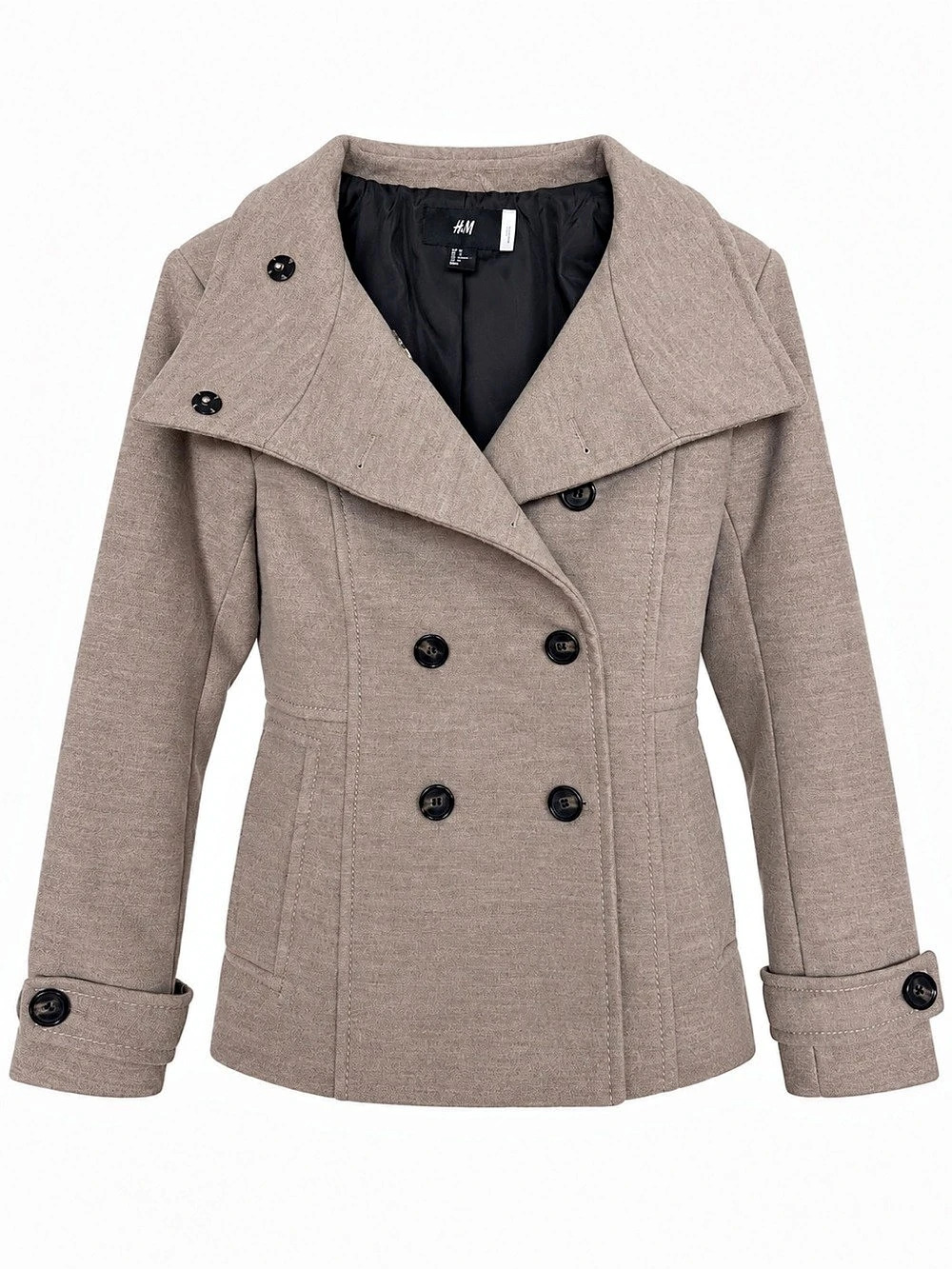 H&M Taupe Double Breasted Short Peacoat Jacket Women’s Size 8
